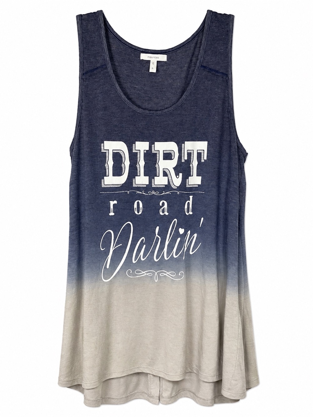 Maurices Navy to Light Gray Ombre Tank with "Dirt Road Darlin'" Graphic